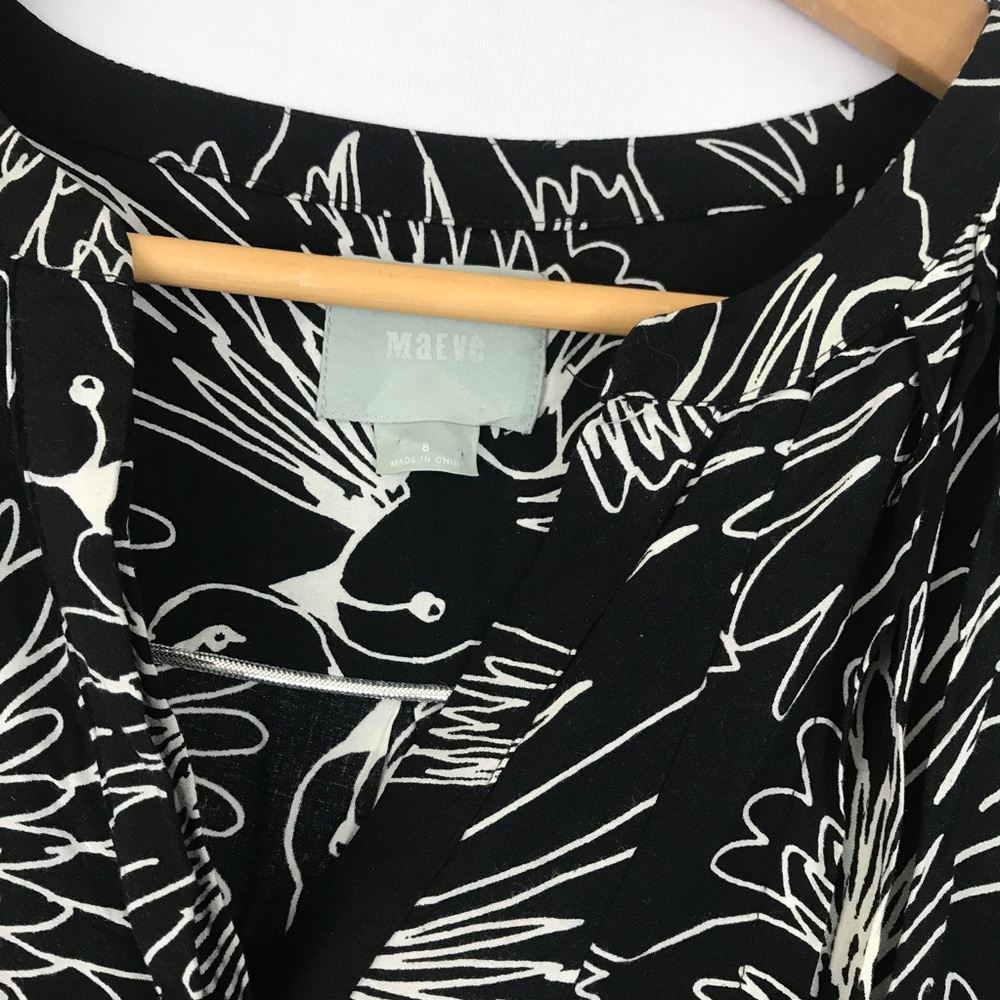 Anthropologie Pintucked Tunic Blouse Black Birds - Picture 4 of 5